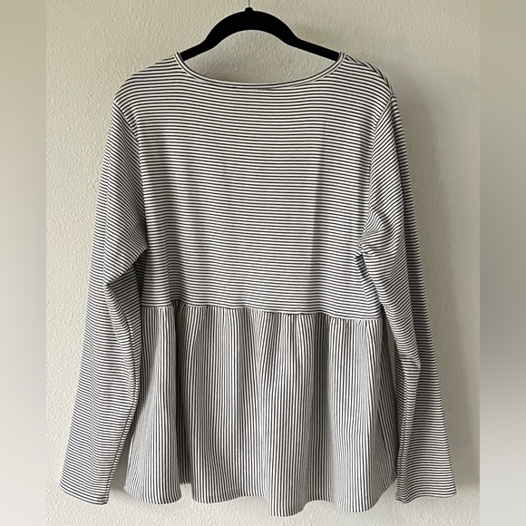 Savanna Jane Women Large White Stripe Floral Embroidered Long Sleeve Top Shirt - Picture 7 of 12